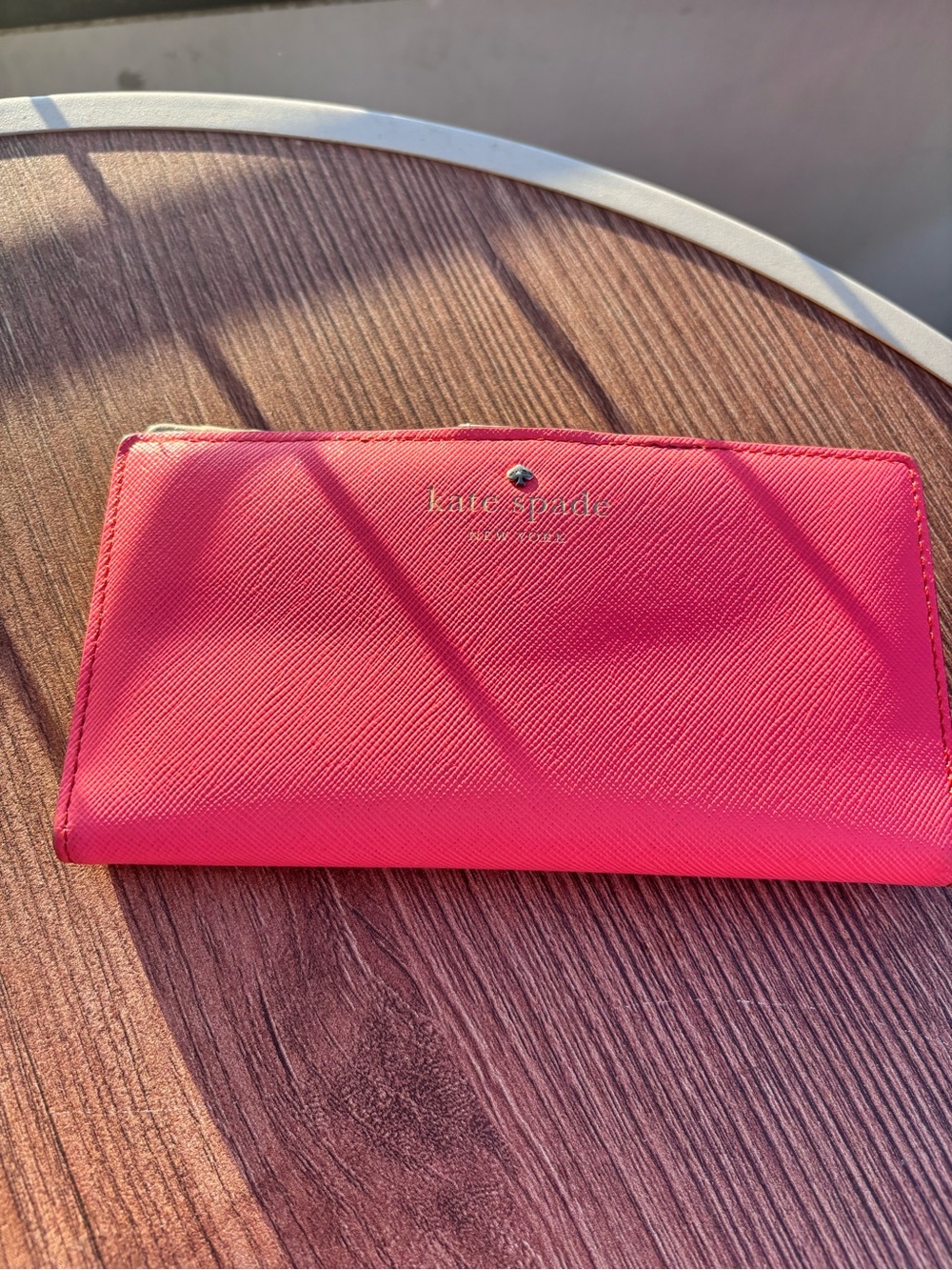 kate spade hot pink Saffiano leather continental wallet